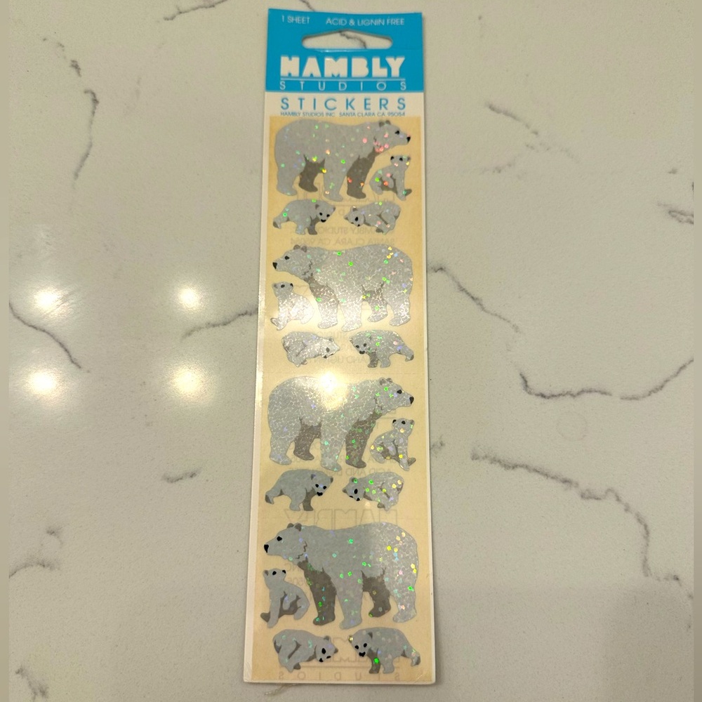 NWT’s Nambly Studios Vintage Prismatic Silver Bear Stickers